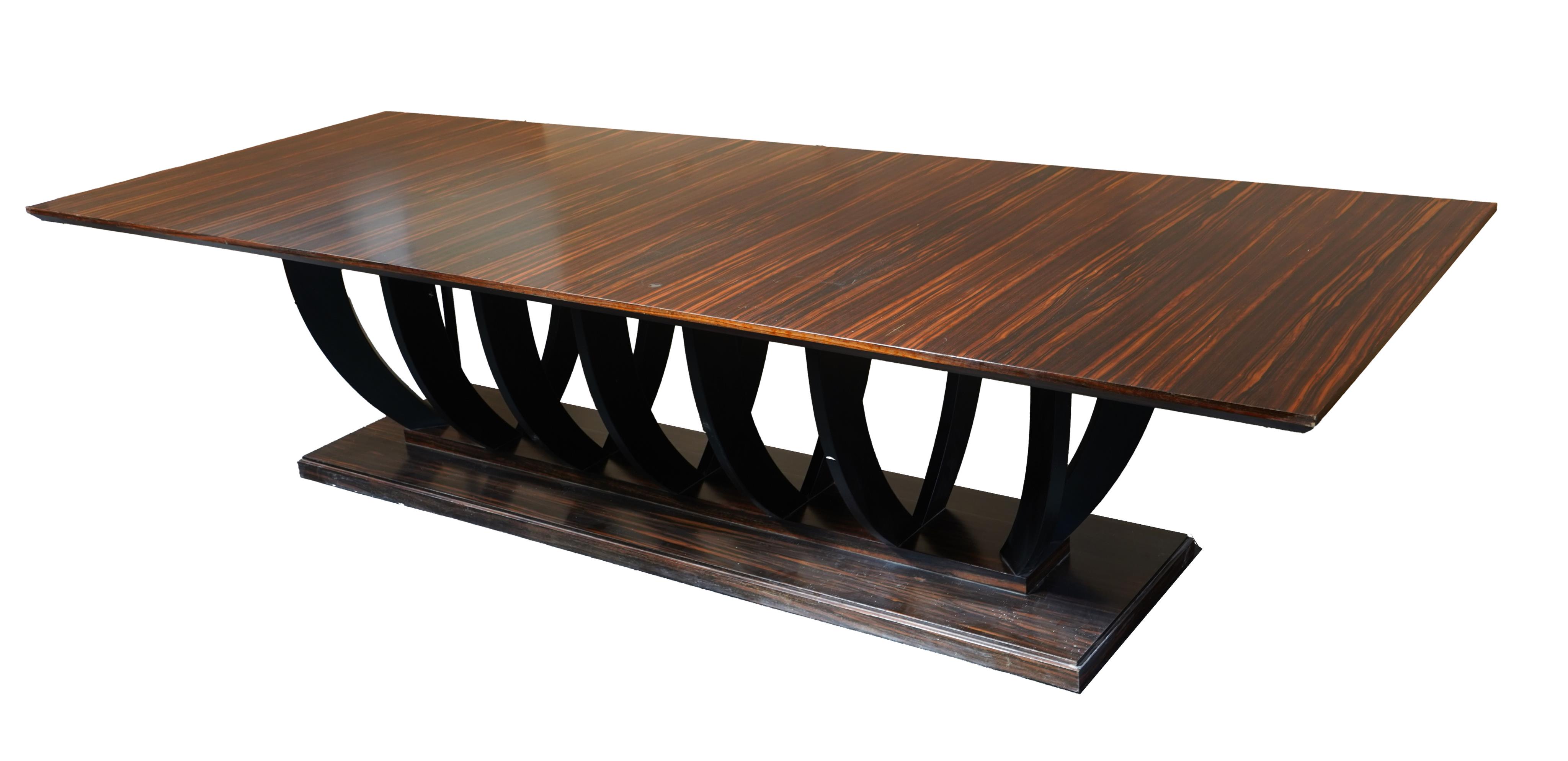 An Art Deco style macassar ebony boardroom/dining table
